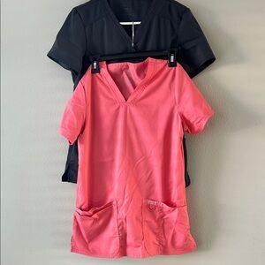 2 piece Pink and Grey Scrub Tops Size XS